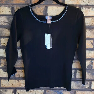 NWT Sigrid Olsen beaded black top